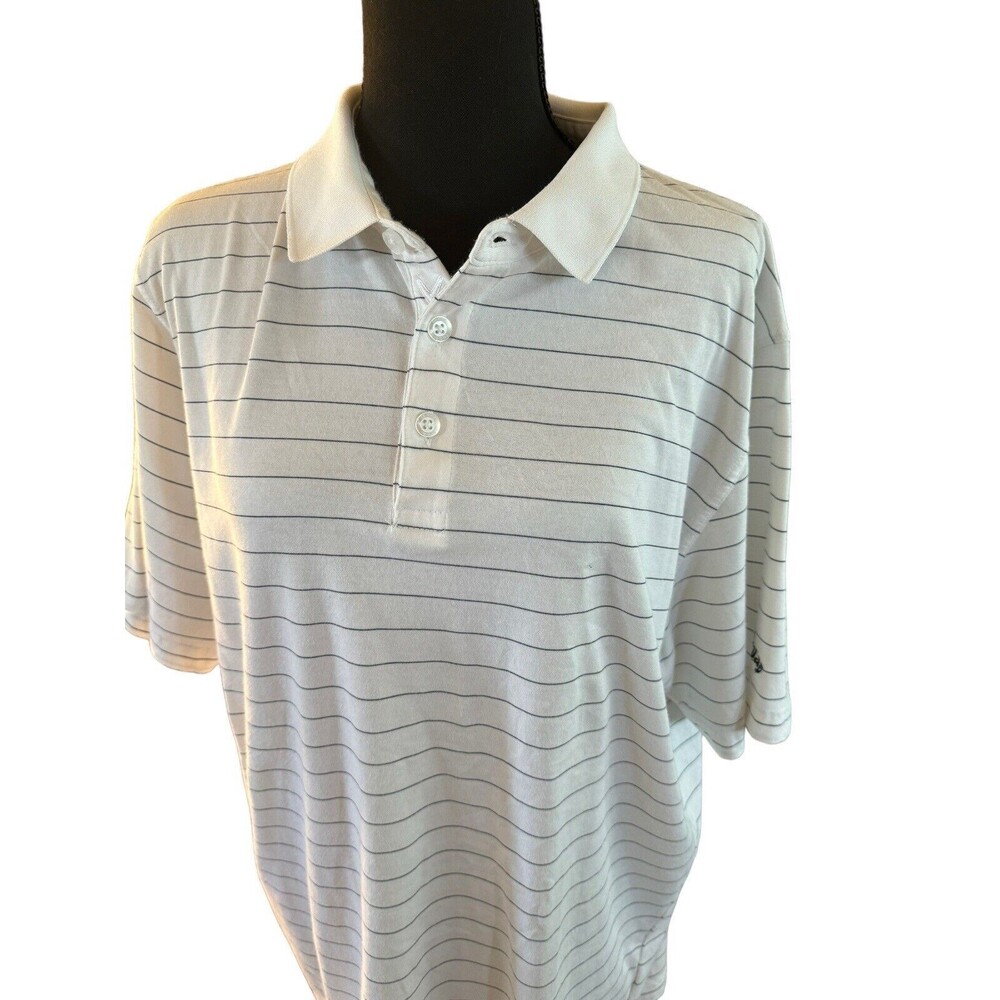 Callaway Golf Sport Polo Shirt Mens XL White Black Striped Short Sleeve Active - Picture 5 of 9
